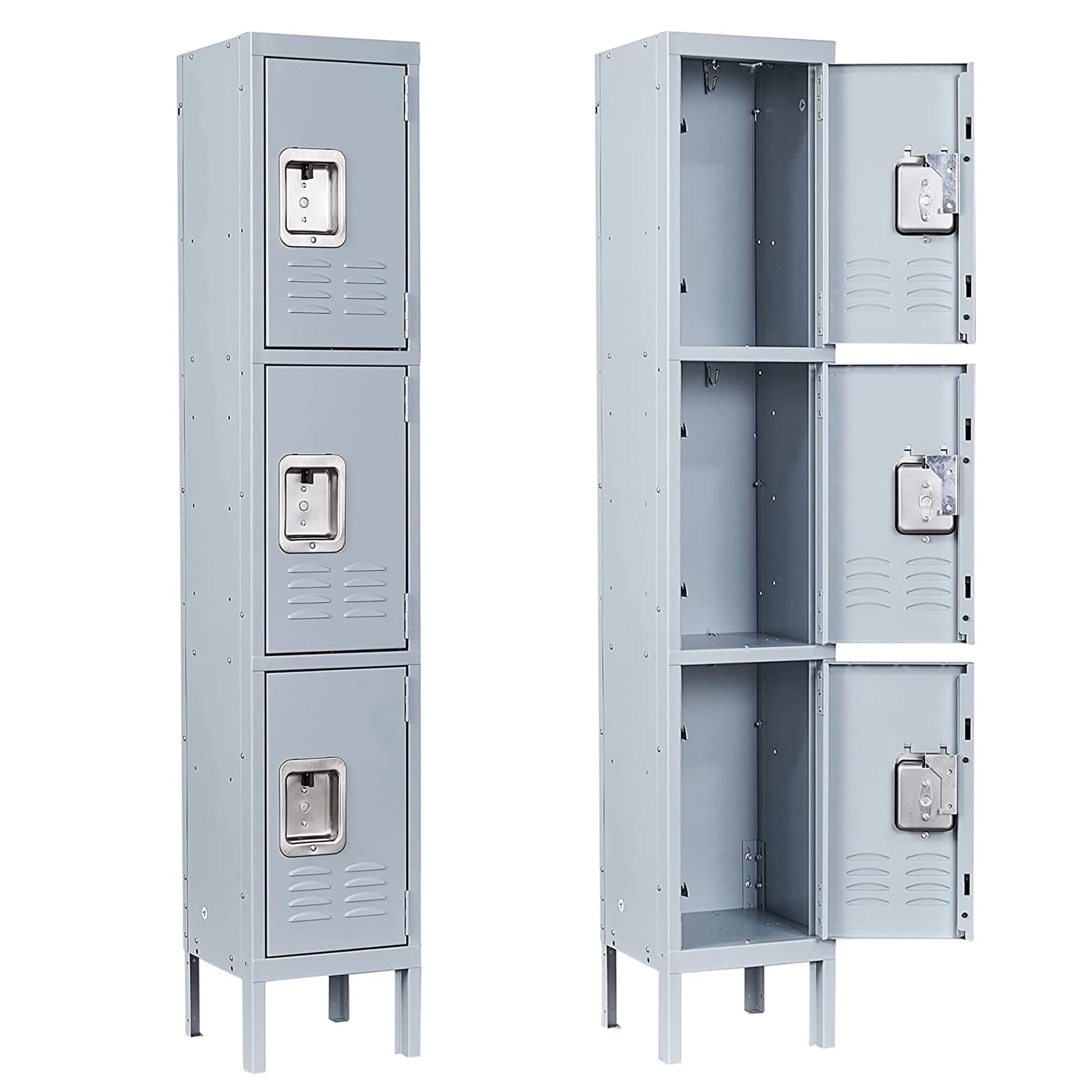 Sturdy 3-Door Metal Lockers for Office, School & Gym - Secure Employee & Student Storage Cabinets with Lock - Heavy-Duty Steel Locker for Home, Workplace & Sports Facilities