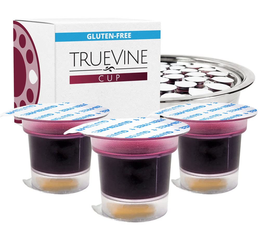 TrueVine Prefilled Communion Cups & Wafers Set - 1500 Count Gluten-Free Bread & Grape Juice - Leakproof Packaging for First Communion, Church Services & Religious Events