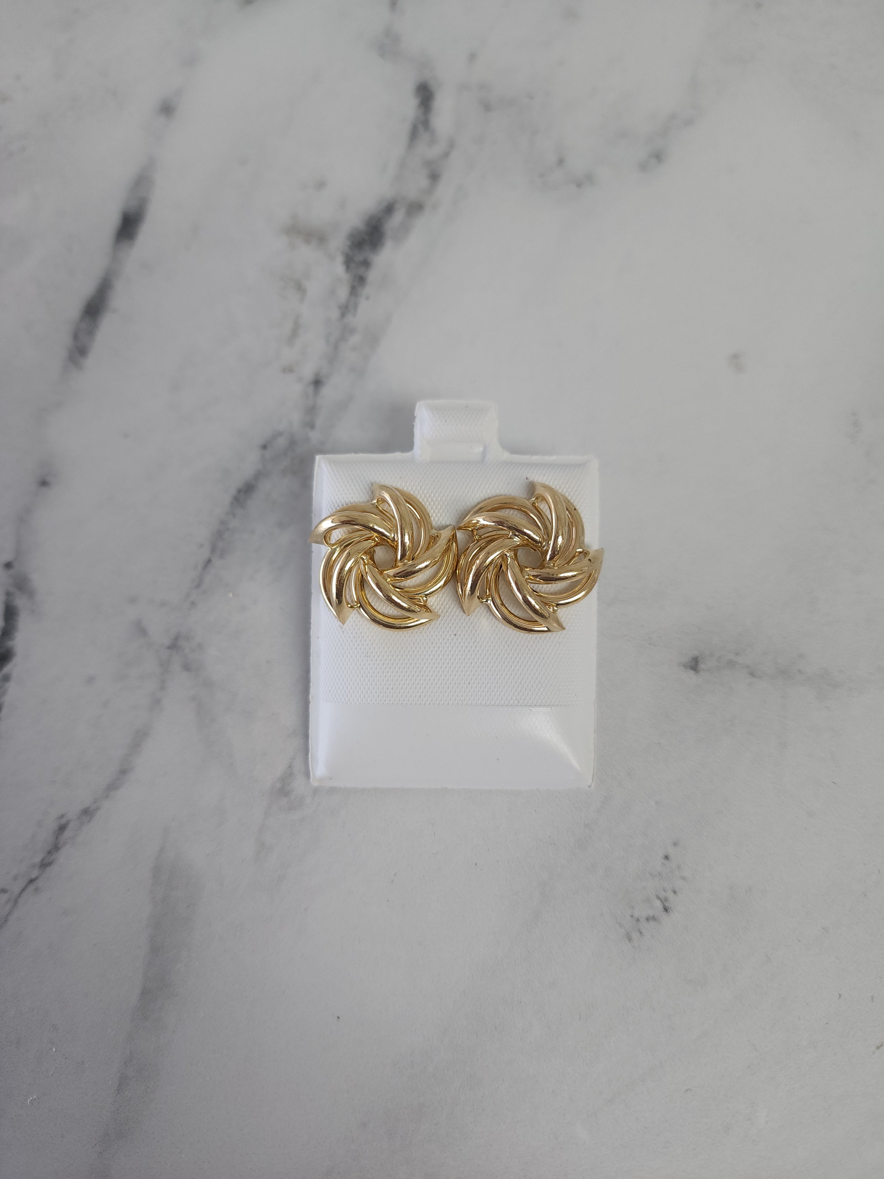 14K Yellow Gold Spiral Twist Stud Earrings for Women – Elegant & Hypoallergenic Jewelry for Everyday Wear, Parties & Gifts