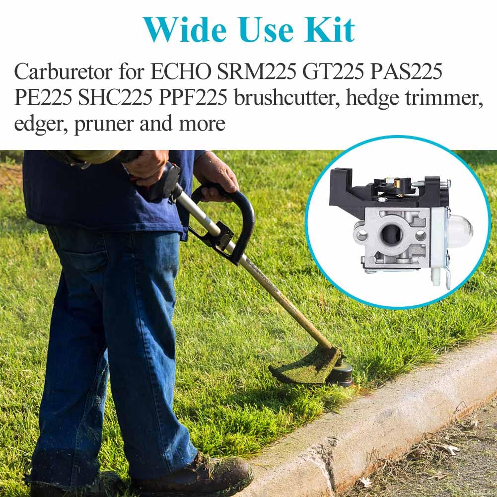 Echo GT225 PE225 PAS-225 SHC-225 RB-K93 SRM-225 Adjustable Carburetor Replacement - Easy Start Trimmer Edger Carb Rebuild Kit with Primer Bulb & Tune Up Kit | Compatible with Weed Eater Parts | Perfect for Lawn Maintenance, Yard Work & Landscaping