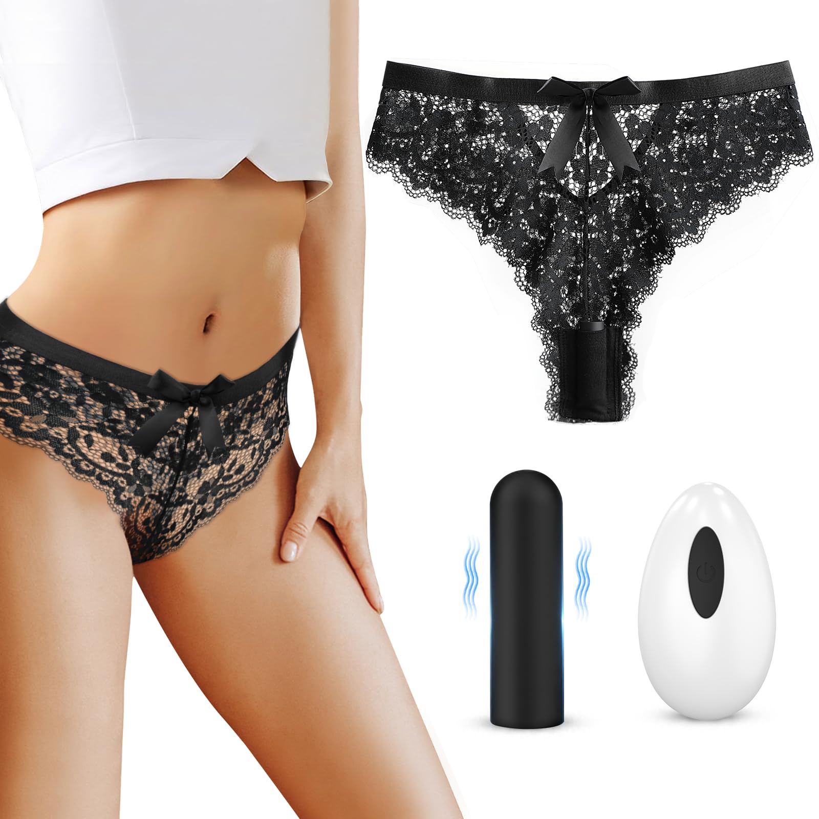 AIVSMY Mini Remote Control Vibrating Panty - 10 Speed Wearable Vibrator for Women & Couples, Adjustable Bullet Vibrator for Clitoral Stimulation - Perfect for Long Distance Play, Date Nights & Secret Adult Games