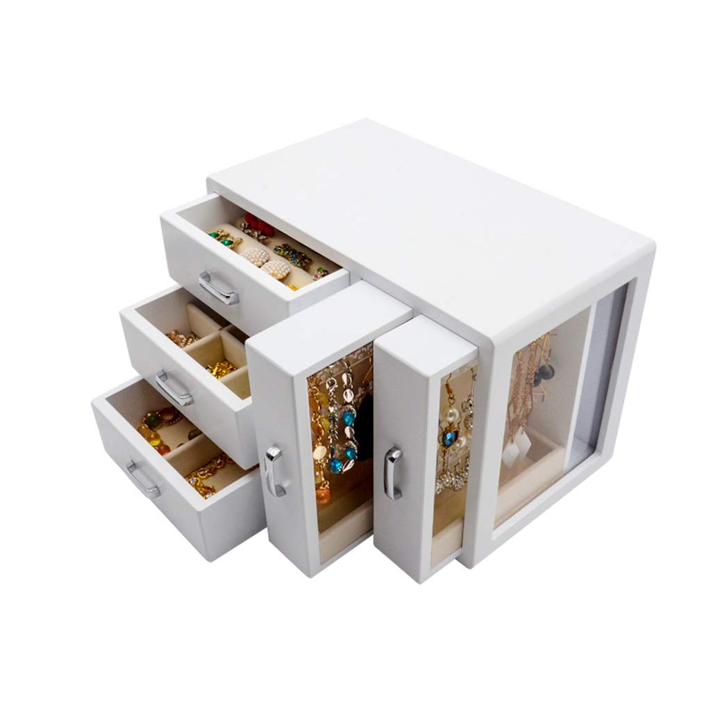 SHANGMAOYO 3-Drawer Jewelry Organizer Box with 2 Earring Hangers - Two-in-One Display Stand & Stud Storage Rack for Women & Girls - Perfect Gift for Jewelry Lovers - Ideal for Bedroom Vanity, Closet Organization, and Travel Jewelry Storage (One Color)