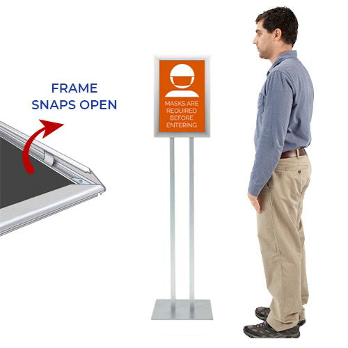 11x17 Double Pole Floor Stand Sign Holder with 1 1/4