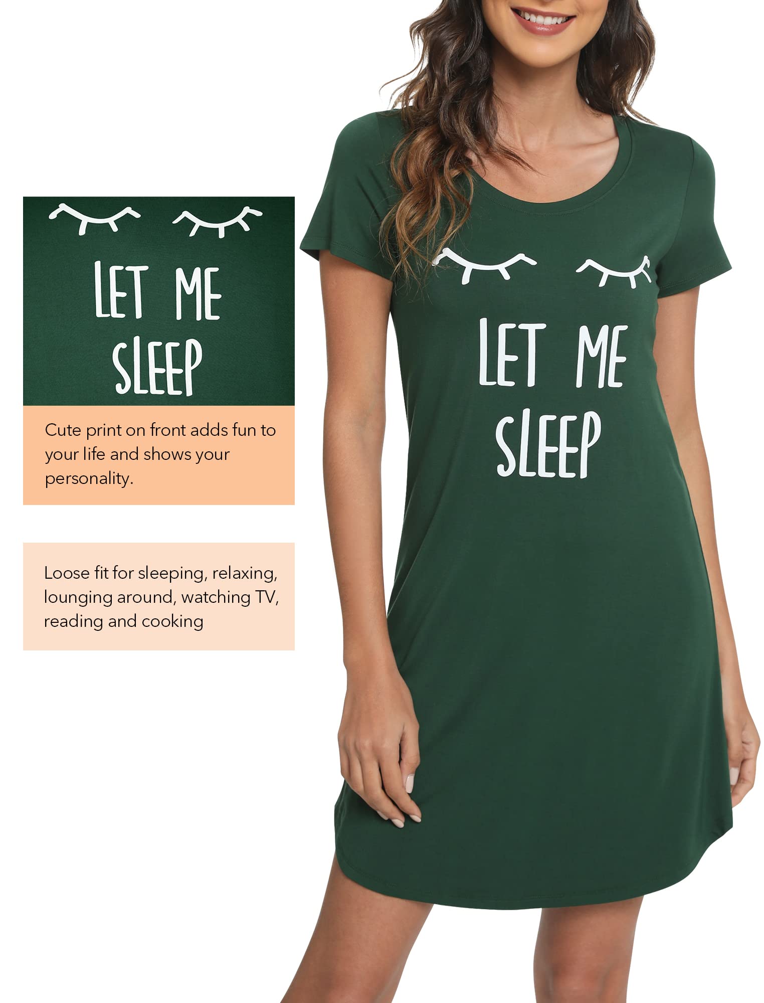 Soft Bamboo Viscose Nightgowns for Women - Comfortable Plus Size Sleep Shirts & Pajamas (S-4X) | Perfect for Relaxing at Home, Lounging & Overnight Stays