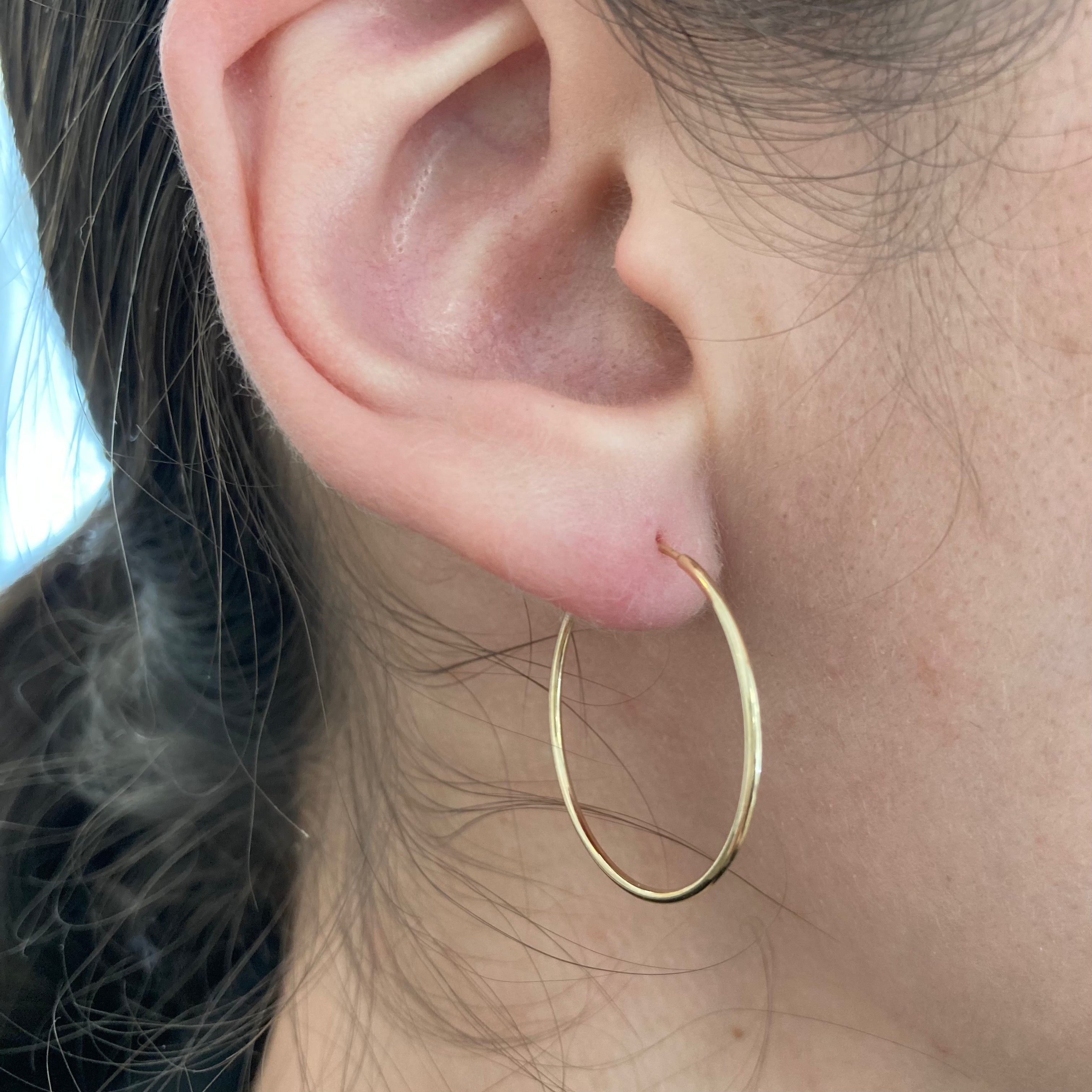 24mm Sleeper Hoop Earrings for Women - 100 Ways to Style | Hypoallergenic, Lightweight, Comfortable for Everyday Wear & Sleeping