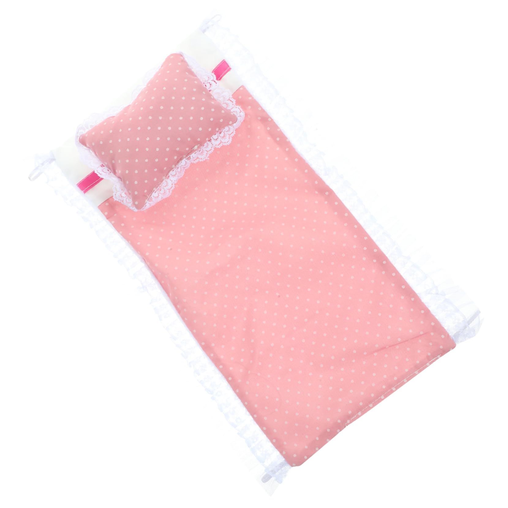 Mini Dollhouse Bedding Set - Pink Cotton Quilt & Pillow for Doll Bed Accessories - Perfect for Dollhouse Decor & Play