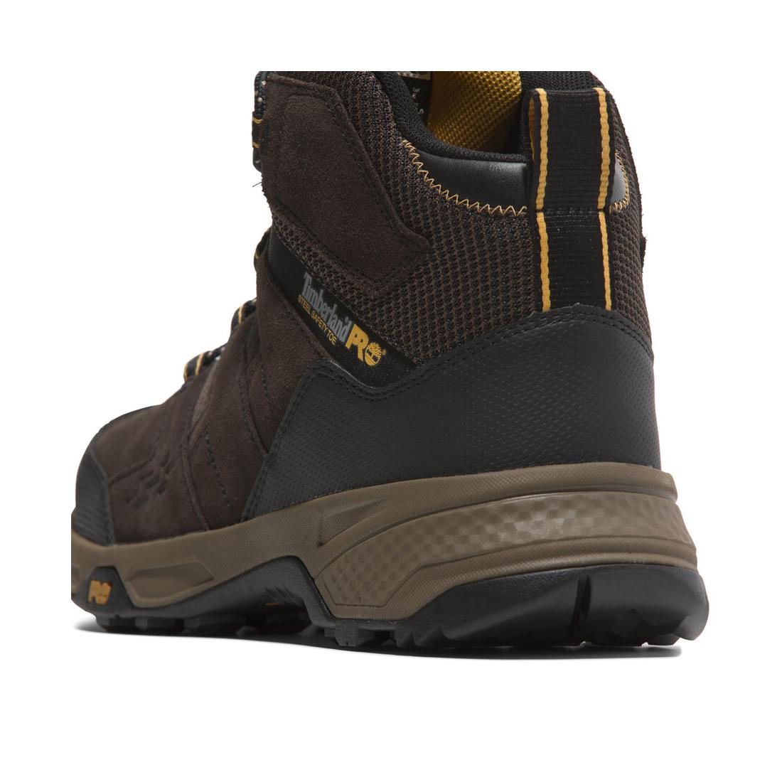 Switchback Lt 6 Inch SD10 Steel Toe Work Boots for Men - Brown/Yellow Safety Shoes - Durable Construction Work Boots for Warehouse, Construction & Outdoor Jobs