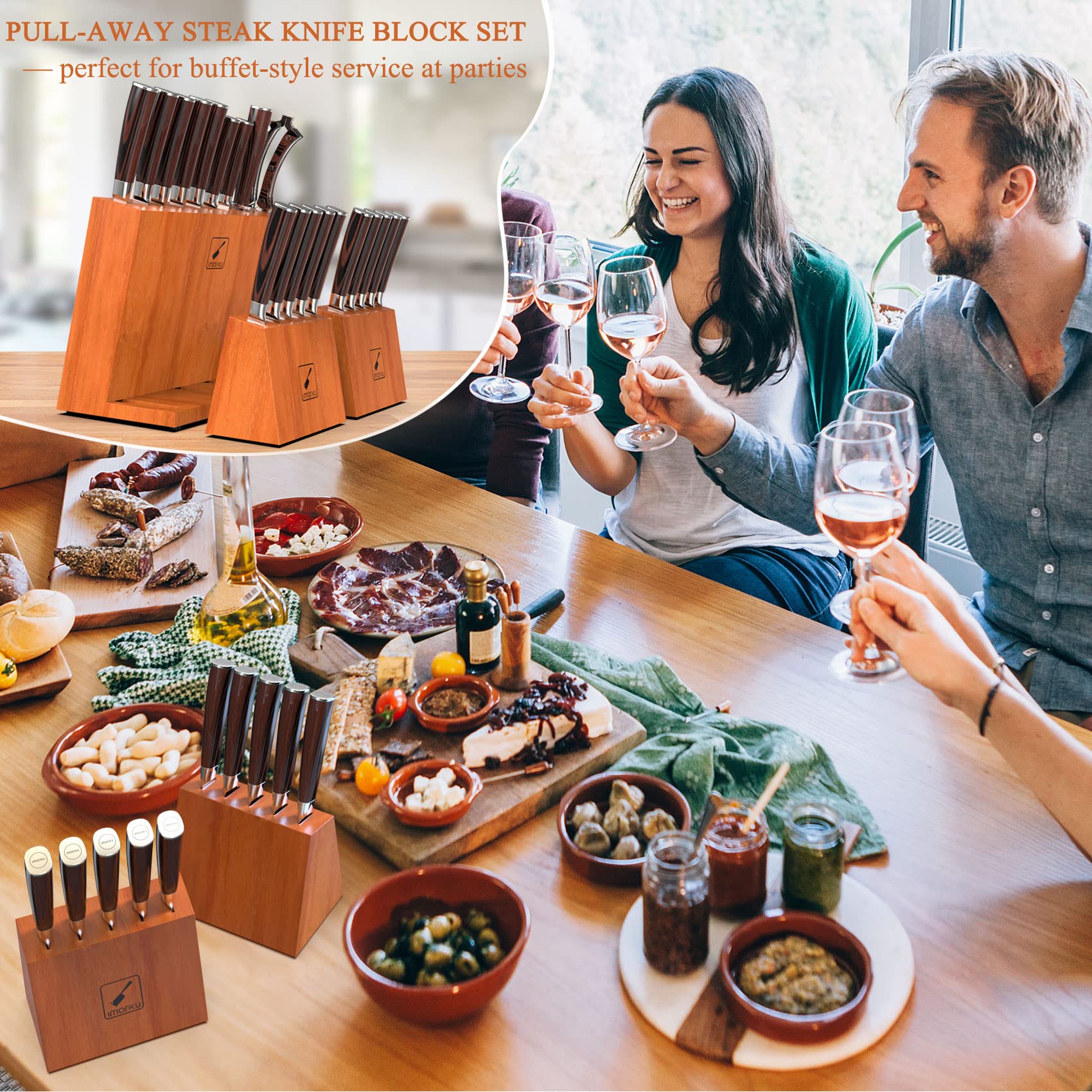 Premium 20-Piece Japanese High Carbon Steel Kitchen Knife Set with Wooden Block & Steak Knives - Professional Chef Knives for Cooking, Slicing, Chopping - Perfect Gift for Home Chefs & Culinary Enthusiasts