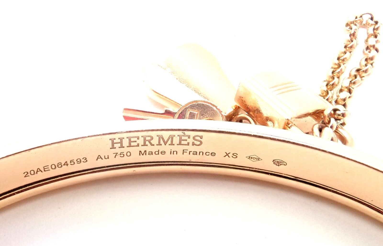 Authentic Hermes 18K Rose Gold Kelly Clochette Double Cuff Bangle Bracelet - Luxury Jewelry for Women, Perfect for Weddings, Parties & Special Occasions