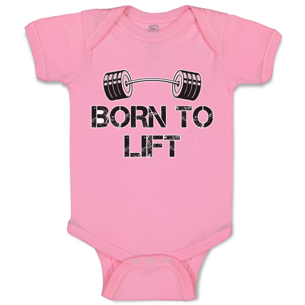 Funny Baby Bodysuit - Born to Lift Gym Workout Outfit for Boys & Girls | Soft Cotton Pink Newborn Onesie | Perfect for Gym Enthusiast Parents & Baby Photoshoots