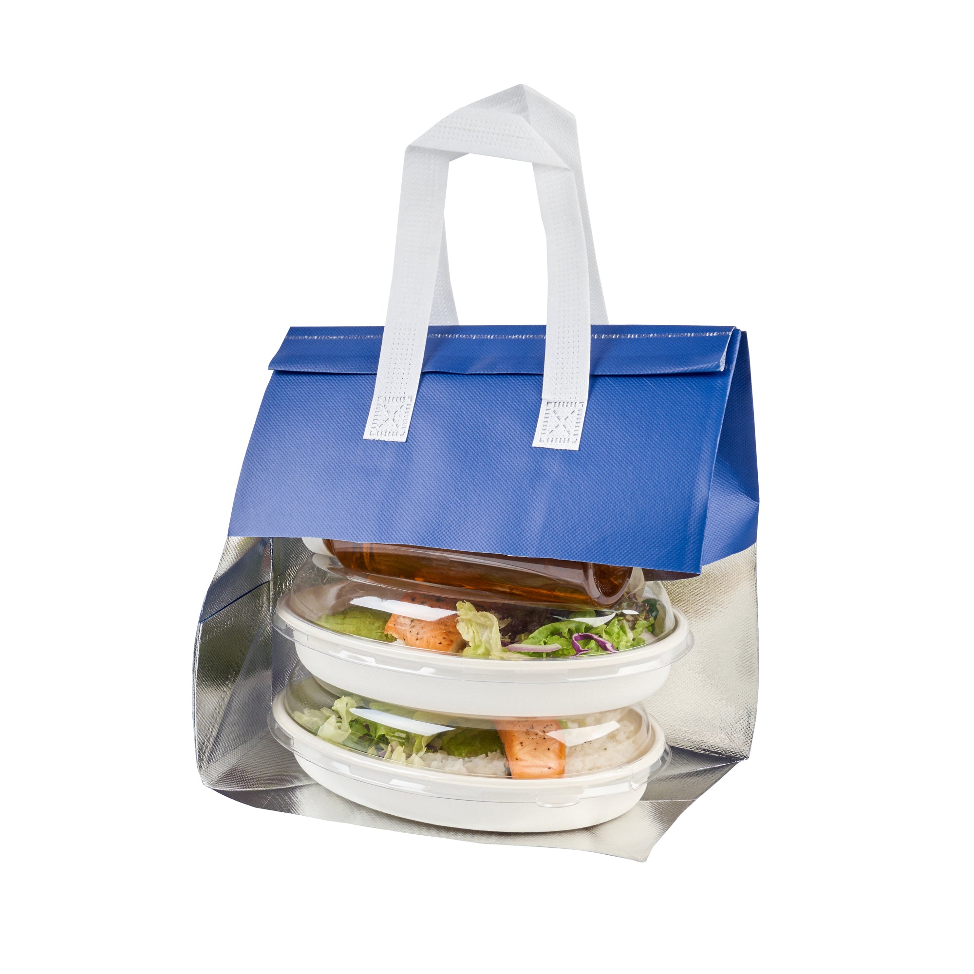 Premium Blue Insulated Takeout Bags - Tamper Evident Food Delivery Bags (10.25