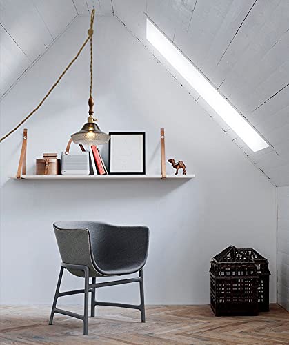 Nordic Style 15ft Brown Twisted Cord Pendant Light with E26 Base & Dimmer Switch - Grey Glass Shade for Loft, Restaurant, Laundry Room & Bar Decor (Bulb Not Included) | Modern Industrial Lighting Fixture for Kitchen Island, Dining Room & Commercial Spaces
