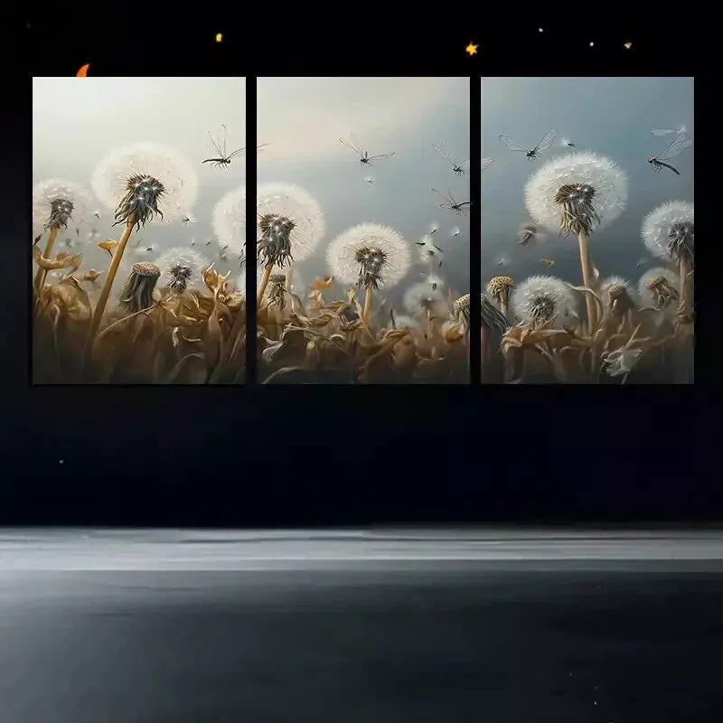 3-Piece Charming Dandelion Wall Art Set - Framed Canvas 50x70cm - High Quality Print - 100% Australian Made - Ready to Hang - Perfect for Living Room, Bedroom & Office Decor