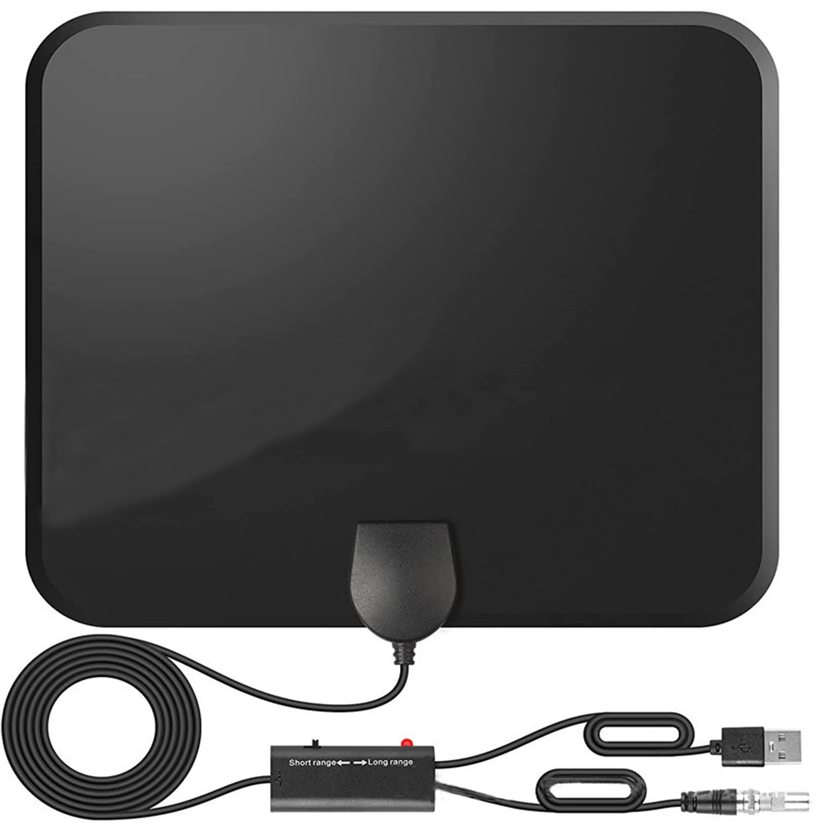 YDJoo Clear Digital Amplified Indoor HD TV Antenna - 300 Miles Range with USB Power Adapter - Supports 1080P, 4K & All Older TVs - Perfect for Home, Office & RV Entertainment