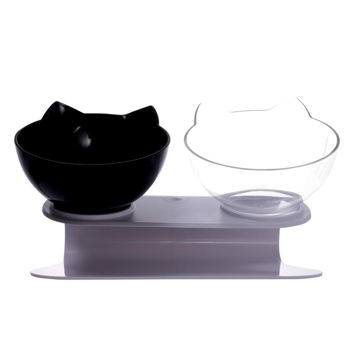 VOSAREA Elevated Double Pet Bowls for Dogs and Cats - Tilted Raised Food & Water Feeder with Stand - Stress-Free Eating for Small Dogs, Puppies & Kittens - Perfect for Home, Travel, and Outdoor Use
