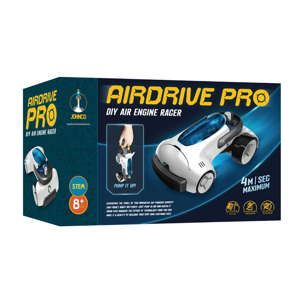 Johnco Airdrive Pro DIY Air Engine Racer Kit - STEM Educational Toy for Kids & Adults - Build Your Own Fast Racing Car - Perfect for Science Projects & Outdoor Play