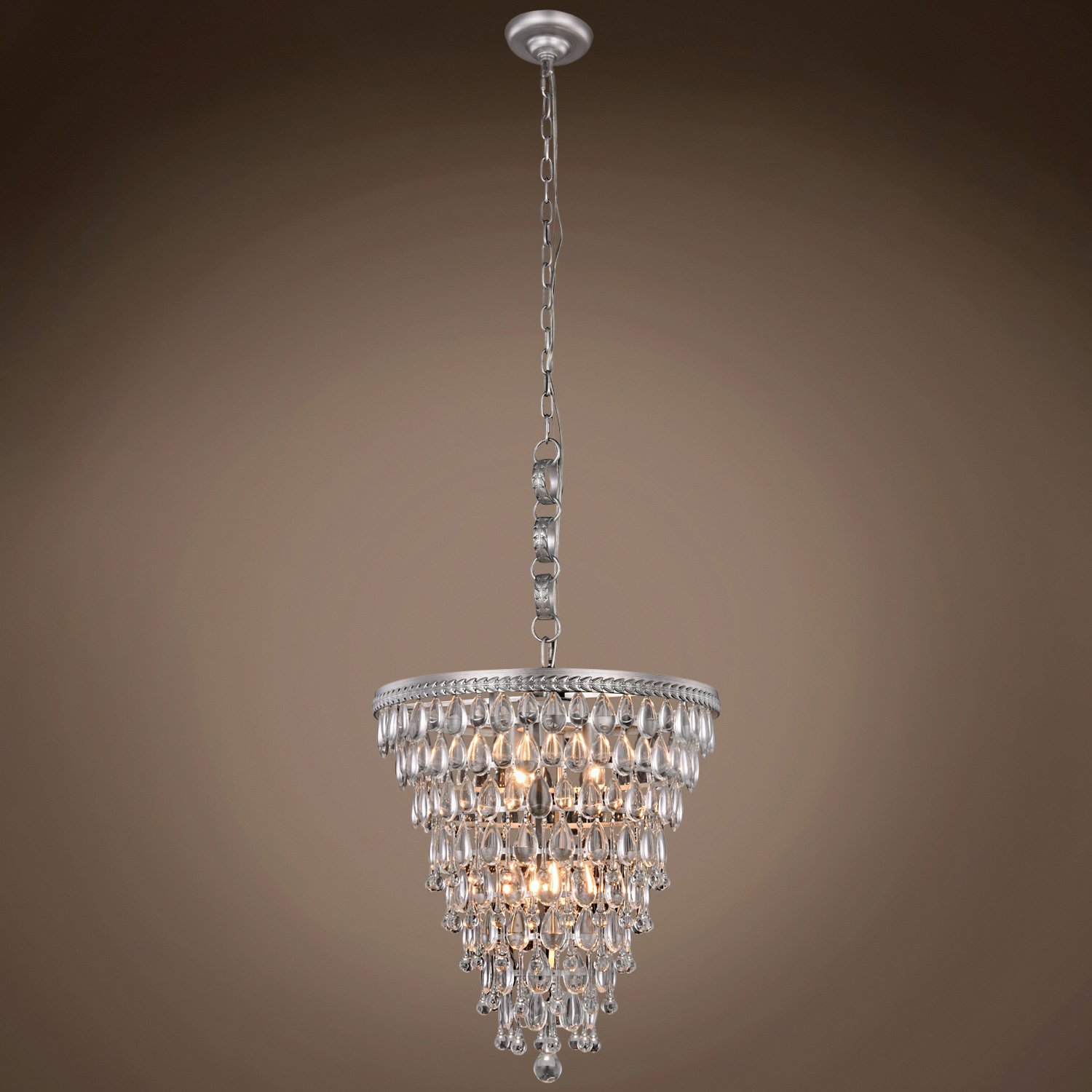5-Light Transitional Teardrop Glass Chandelier - 18