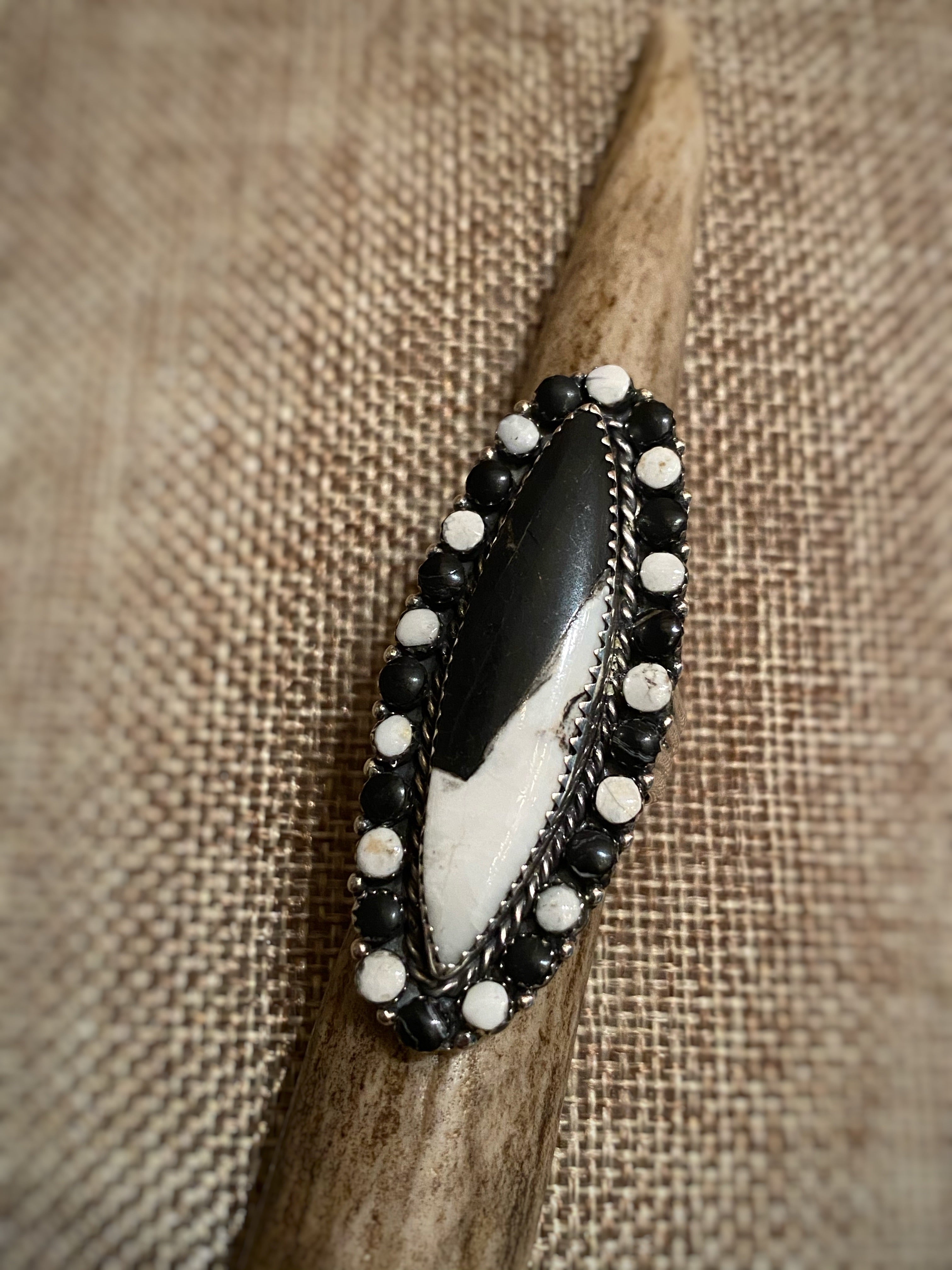 Natural White Buffalo Turquoise Ring for Women - Size 8 Sterling Silver Handmade Jewelry - Perfect for Boho Chic Fashion & Gift Giving
