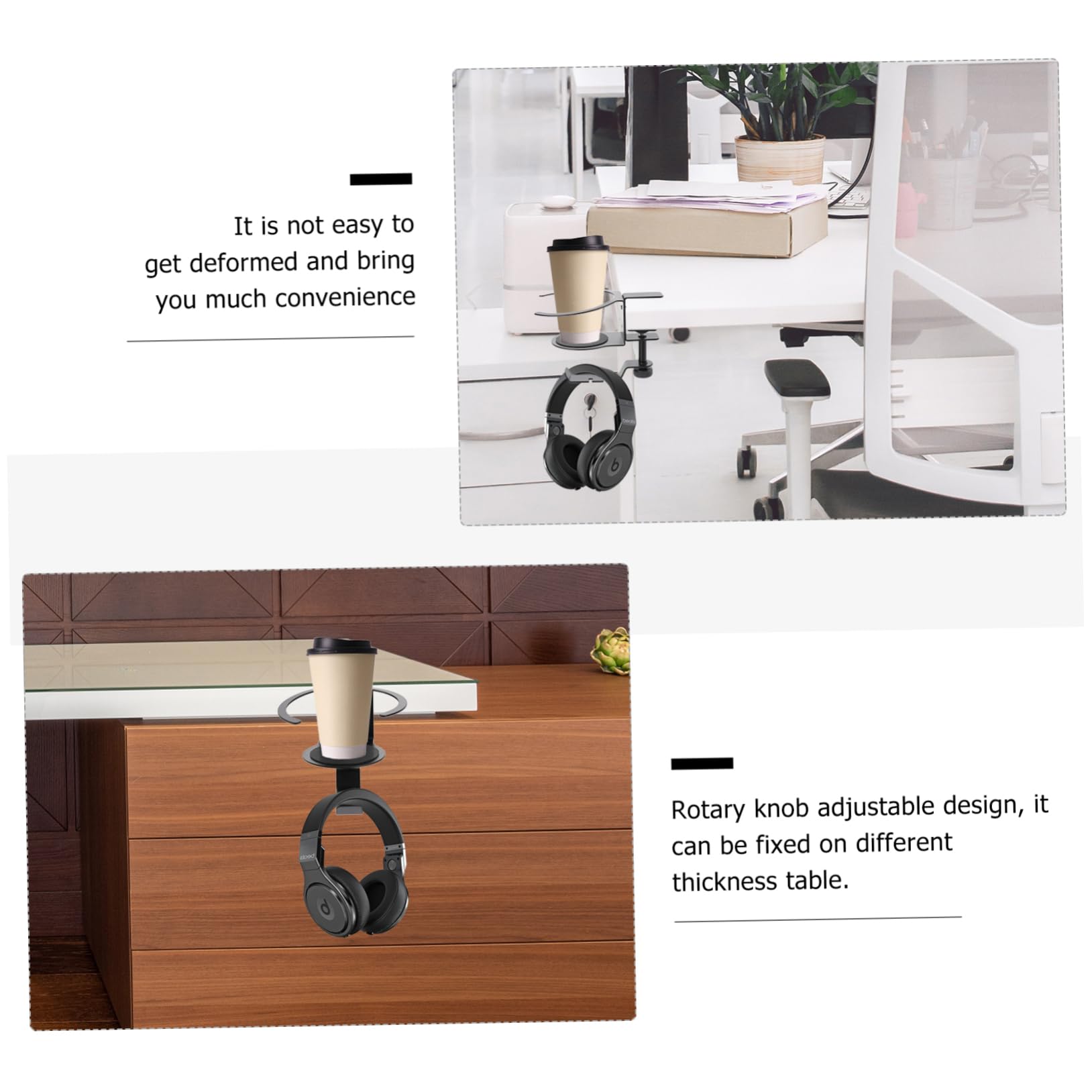 HEMOTON Headphone Stand with Cup Holder - Premium Headset Hanger & Earphone Holder for Desk, Gaming Setup, Office, and Home Use