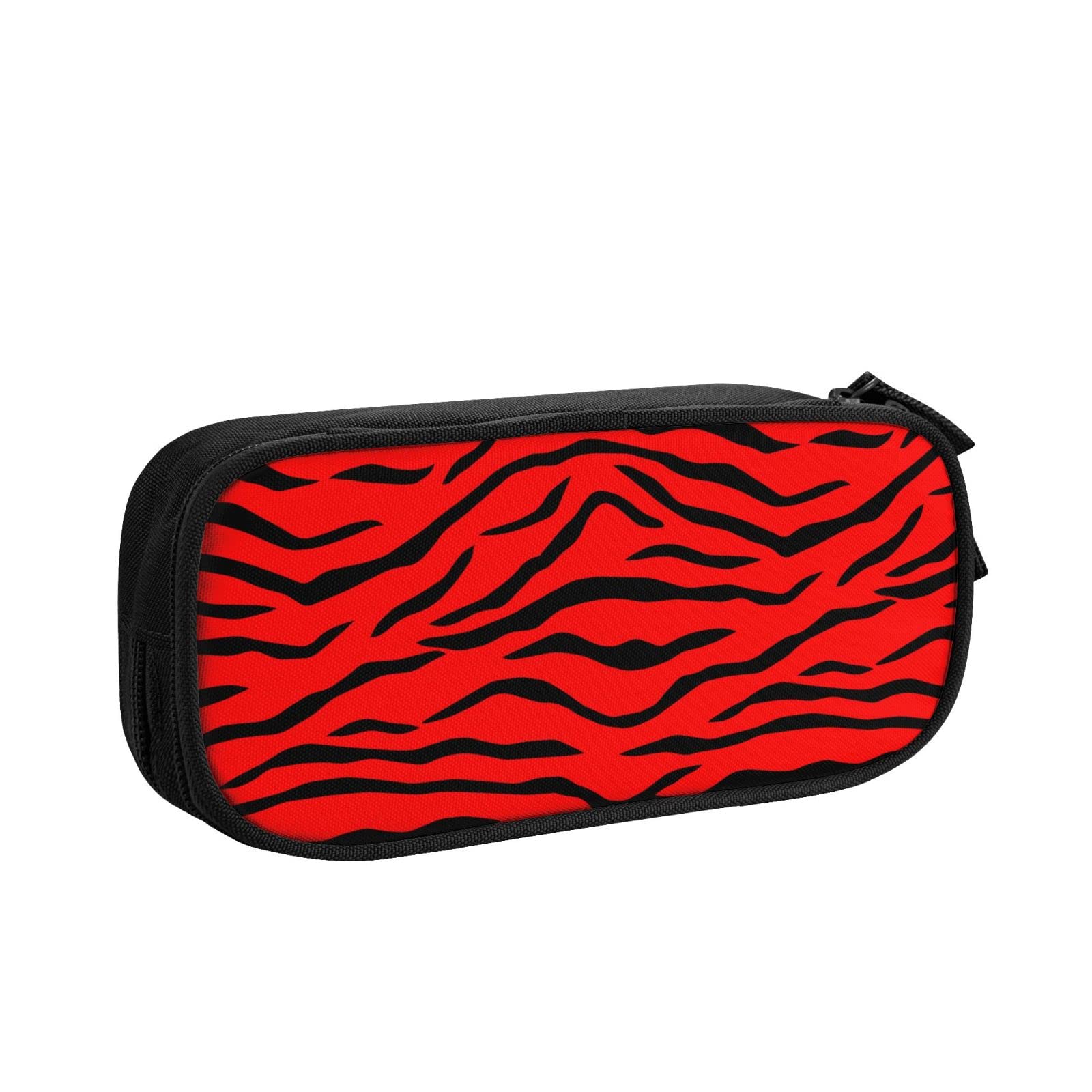 Red & Black Tiger Stripes Pencil Case - Durable Zippered Pouch for Pens, Markers & School Supplies | Perfect for Office, School & Travel Organization