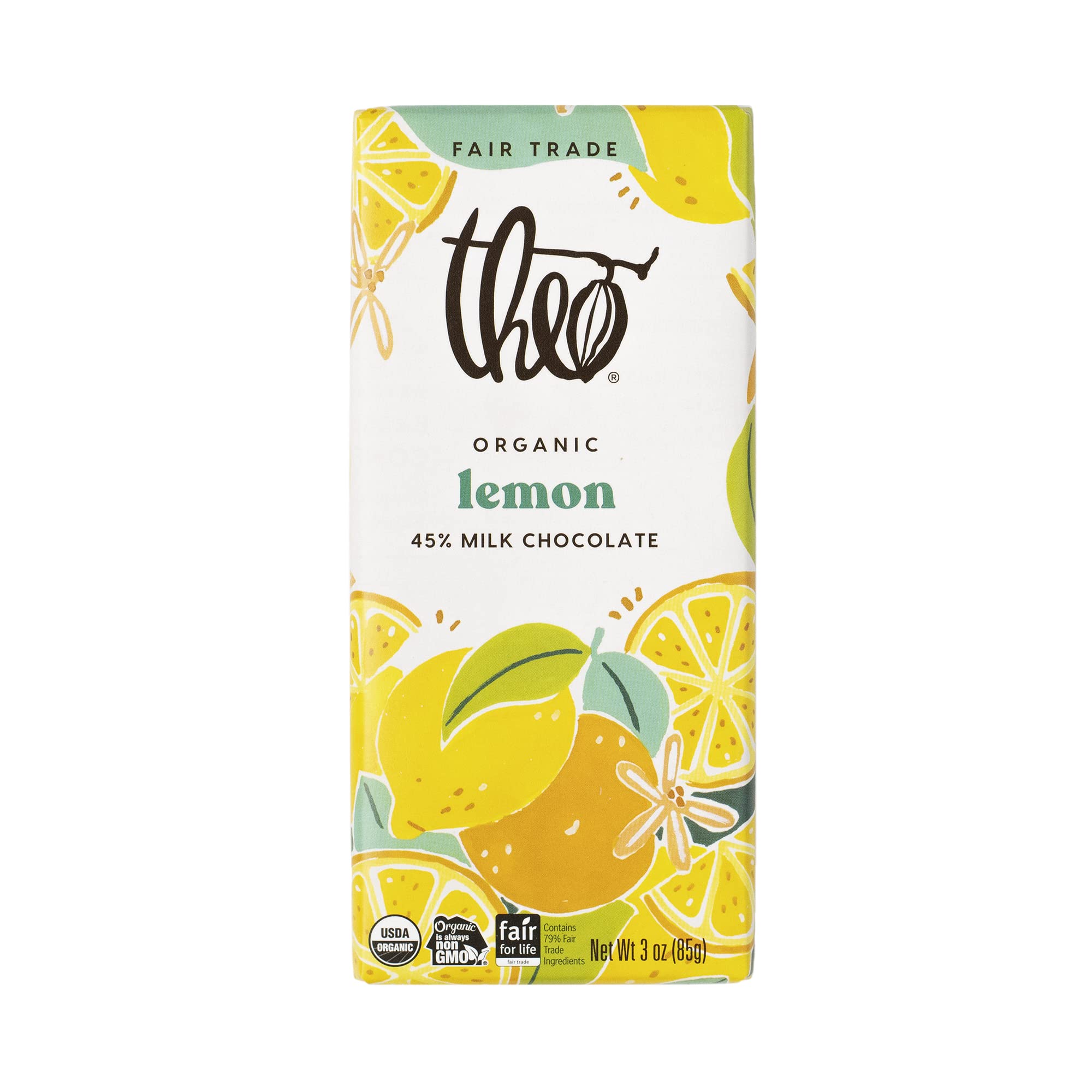 Organic Lemon Milk Chocolate Bar 45% Cacao - Theo Chocolate Spring Limited Edition 6 Pack | Fair Trade Certified | Soy-Free | Perfect for Easter Gifts, Spring Celebrations & Chocolate Lovers