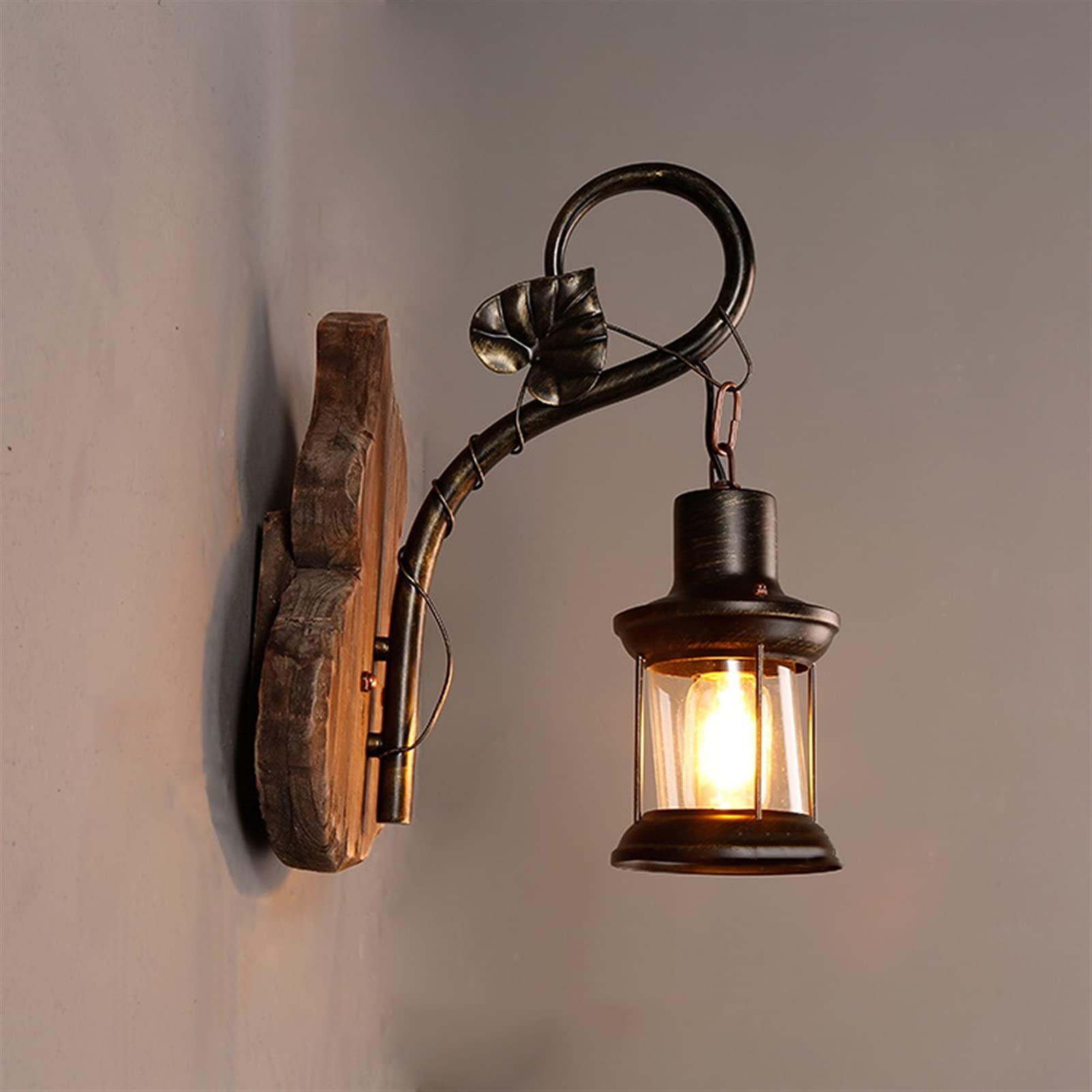 Vintage European Style Wall Lamp - Retro Romantic Coffee Shop Lighting, American Loft Restaurant Decor, Solid Wood Art Wall Light for Living Room & Bedroom - Perfect for Cafe, Bistro, Home and Commercial Spaces