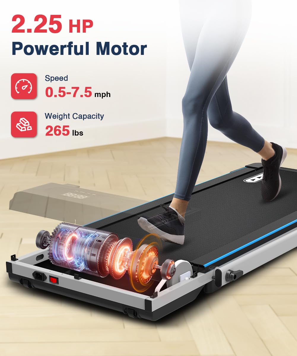 REDLIRO 2-in-1 Under Desk Treadmill & Walking Pad - Portable Folding Electric Motorized Jogging Machine with Remote Control for Home & Office Workouts | Compact Space-Saving Design for Small Apartments & Workstations