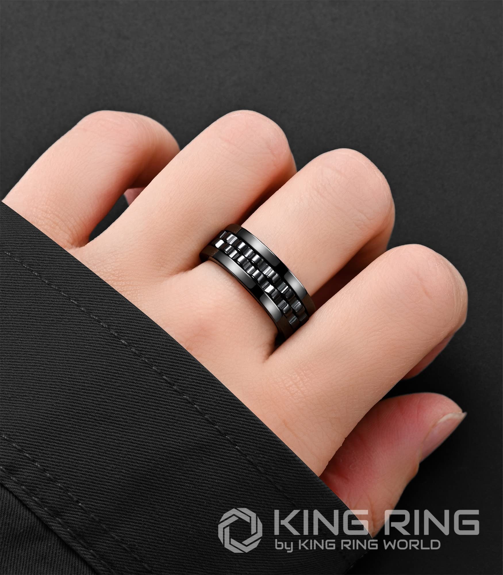 8mm Gear Spinner Rings for Men & Women - Ultra Polished Fidget Rings for Stress Relief & Focus - Perfect for Office, Anxiety Relief & ADHD - Designed in USA