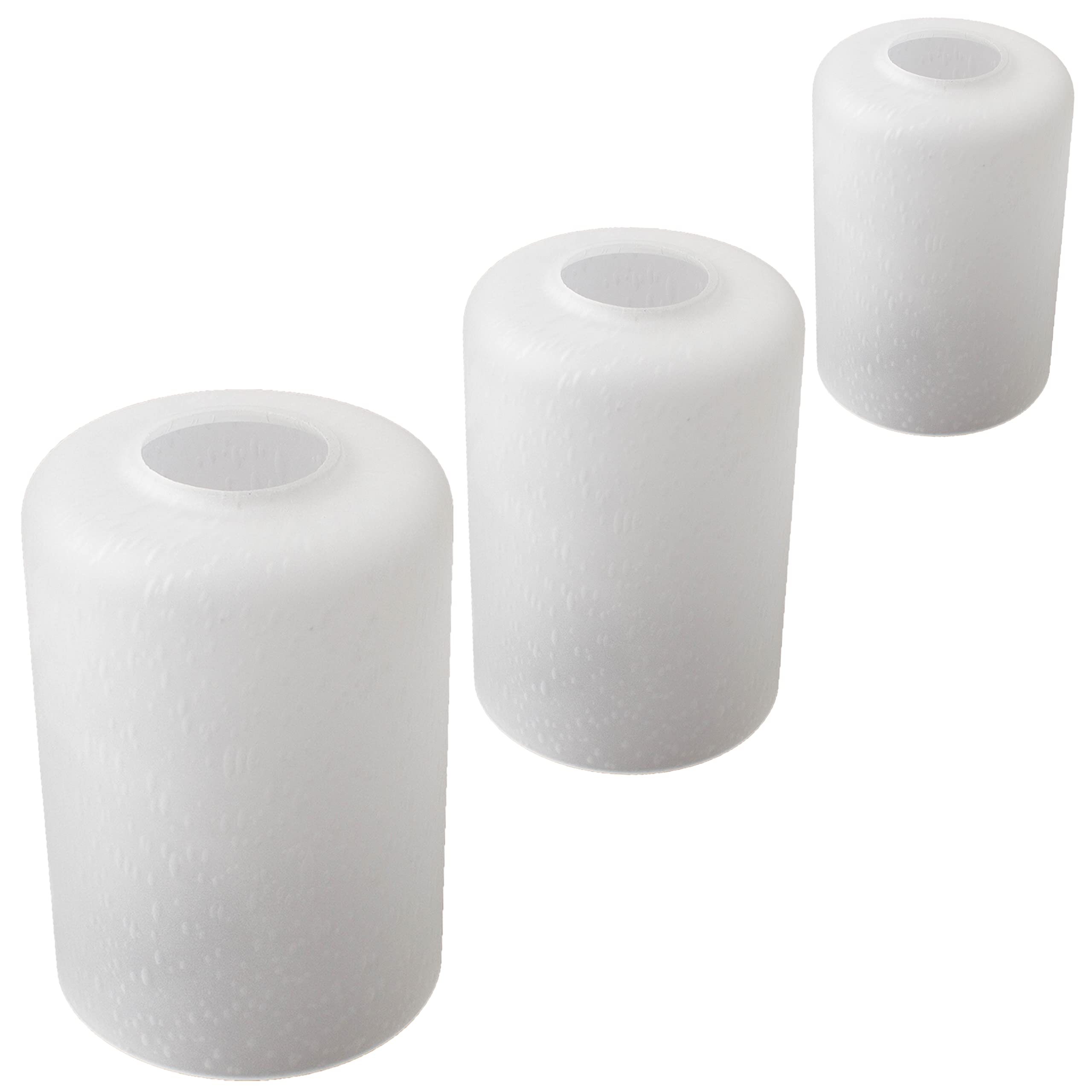 3 Pack Frosted White Seeded Glass Lamp Shades - Bubble Cylinder Design for Pendant Lights, Table Lamps & Chandeliers (1-5/8