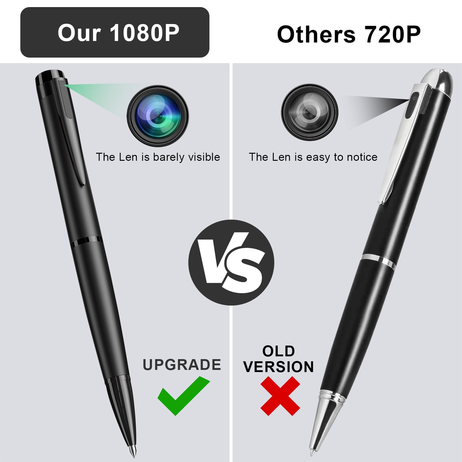 1080P Hidden Camera Pen with 64GB Storage - Mini Spy Camera with Motion Detection & Night Vision for Home Security, Office Monitoring, Baby/Nanny Cam (Black) | Ideal for Indoor Surveillance, Secret Recording & Evidence Collection