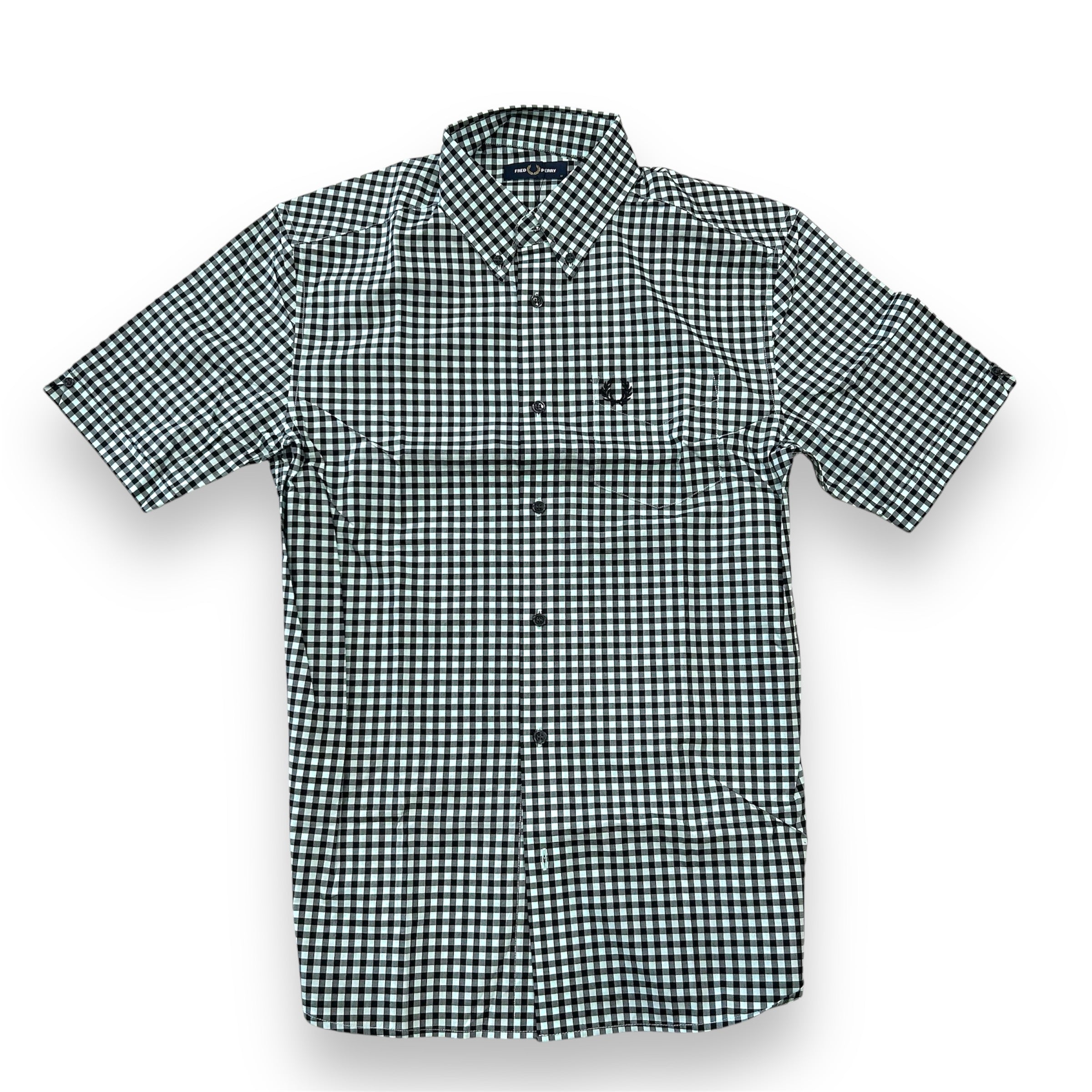 Fred Perry Brighton Blue Gingham Short Sleeve Shirt for Men | Classic Casual Button Down Shirt | Perfect for Summer Outings, Beach Vacations & Weekend Wear