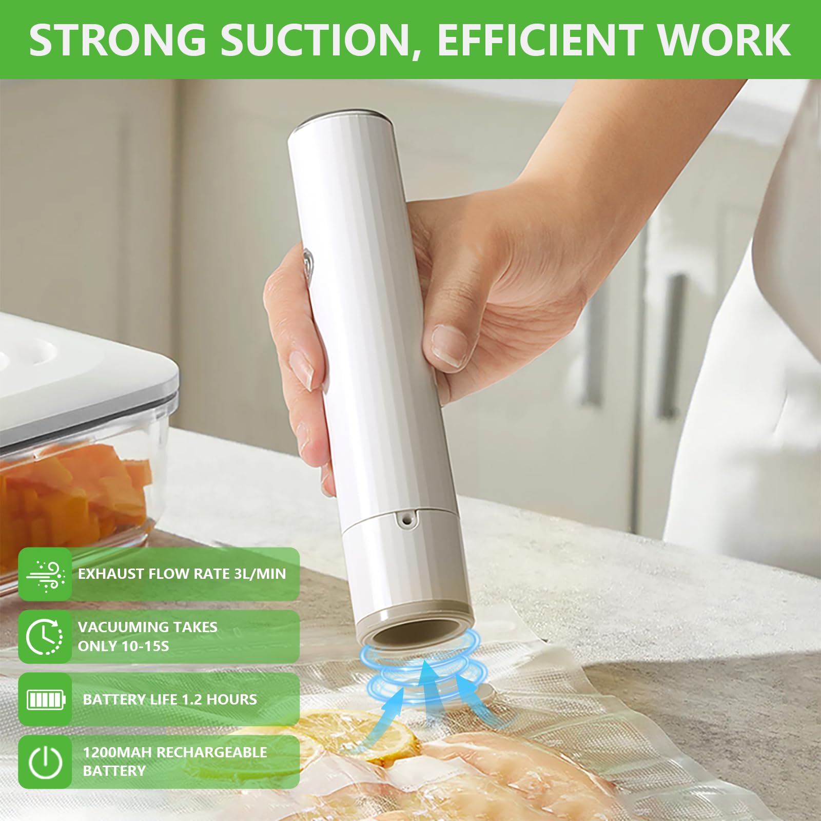 Portable Mini Vacuum Sealer for Food Preservation - 5 Reusable Bags for Home & Travel
