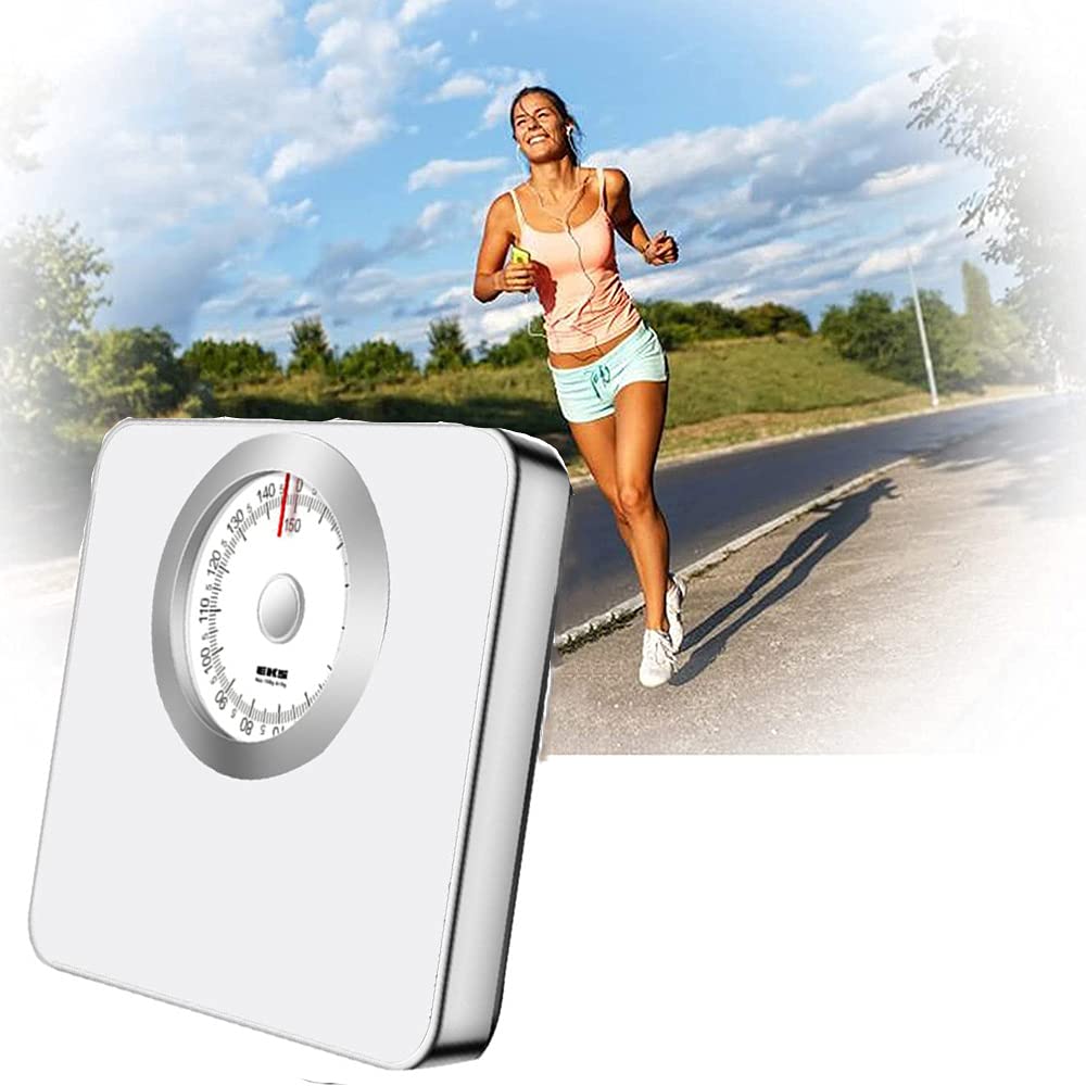 JWW Mechanical Bathroom Scale - 330 LB/150 KG Capacity, Easy-to-Read Analog Dial, Vintage European Design (28.5×27×4.2cm) - Perfect for Home, Gym & Health Tracking