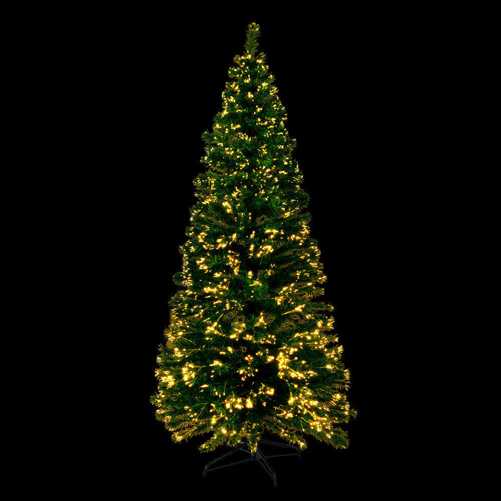 6FT Christmas Tree with LED Lights and Fiber Optics - Warm White Decor for Holiday Home, Office, and Party Decorations