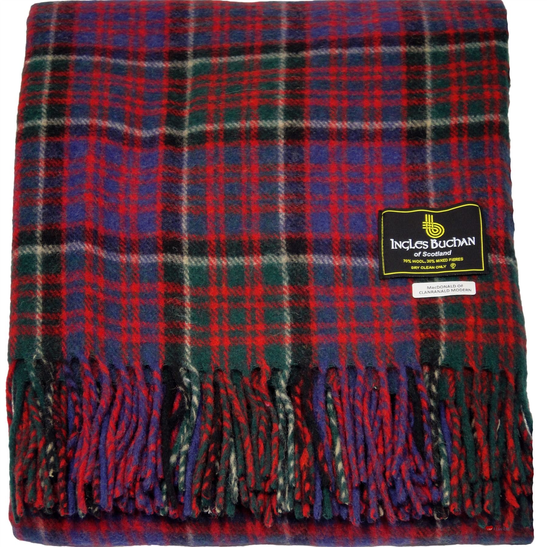 Premium Scottish Tartan Wool Blend Throw Blanket - Macdonald Clanranald Plaid - 60