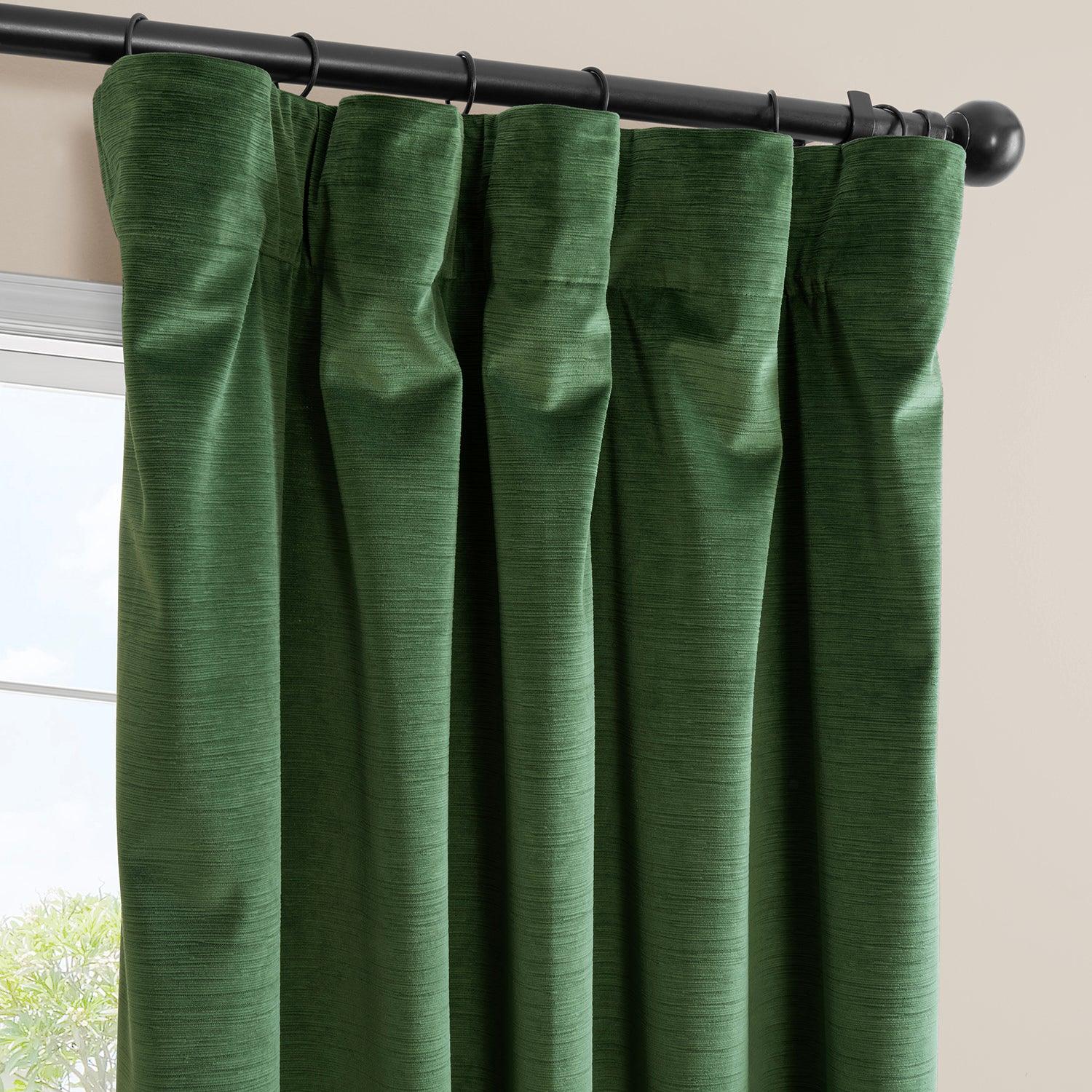 Green Ravello Burnout Velvet Blackout Curtains for Bedroom & Living Room - Thermal Insulated Window Drapes for Light Blocking and Privacy