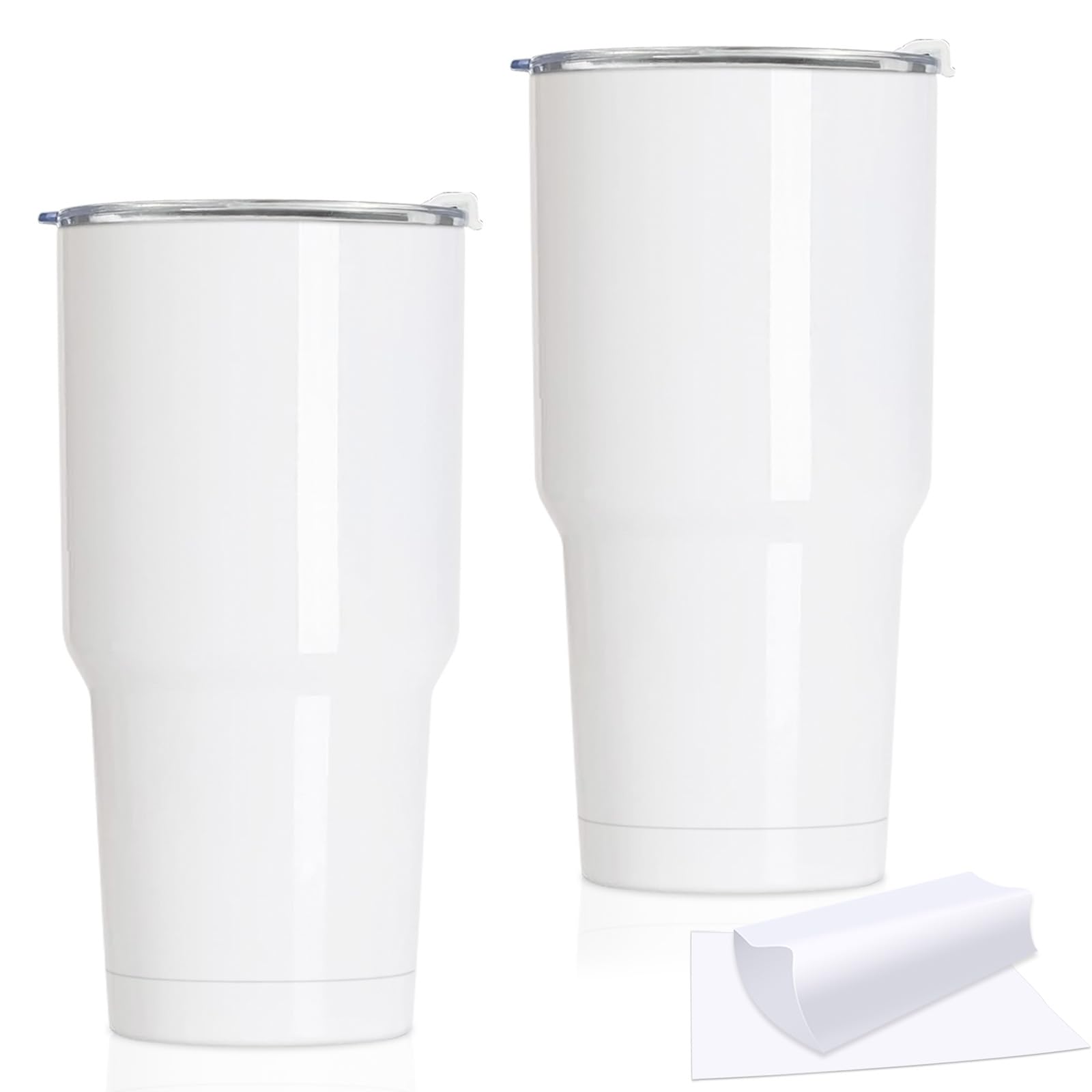 30oz Stainless Steel Sublimation Tumblers Bulk 2-Pack - Double Wall Vacuum Insulated Coffee Mugs with Shrink Wrap & Splash Proof Lids - DIY Gift, Travel, Office, Camping, Gym Drinkware for Hot/Cold Beverages - White