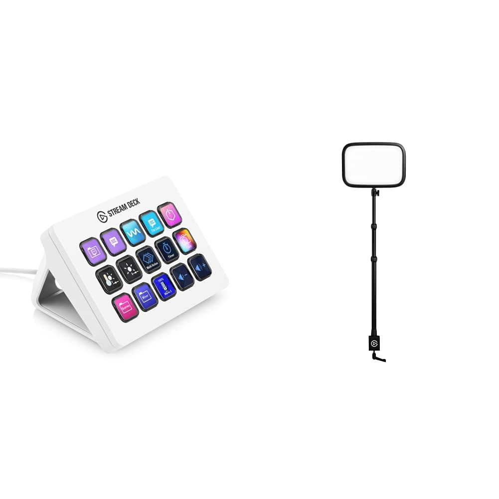 Elgato Stream Deck MK.2 Studio Controller & Key Light - 2800 Lumens Professional Lighting Kit for Streaming, Recording, Video Calls (White) | Perfect for Twitch, YouTube, Zoom & Home Office Setup