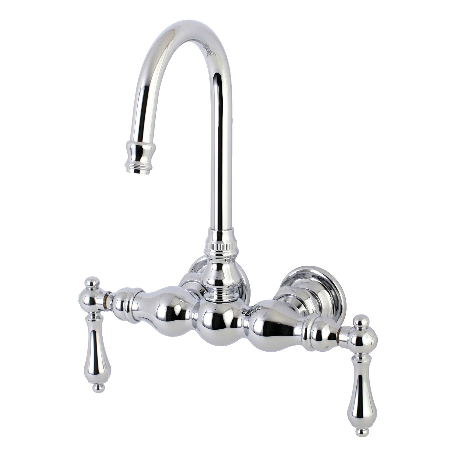 Vintage Style Two-Handle Wall Mount Clawfoot Tub Faucet with 2 Holes - Polished Chrome Finish for Bathroom & Luxury Clawfoot Bathtub