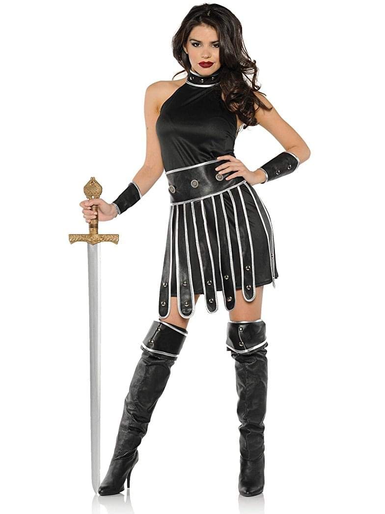 Warrior Queen Adult Costume - Large Size Black Medieval Warrior Outfit for Women | Halloween, Cosplay, LARP & Theme Parties