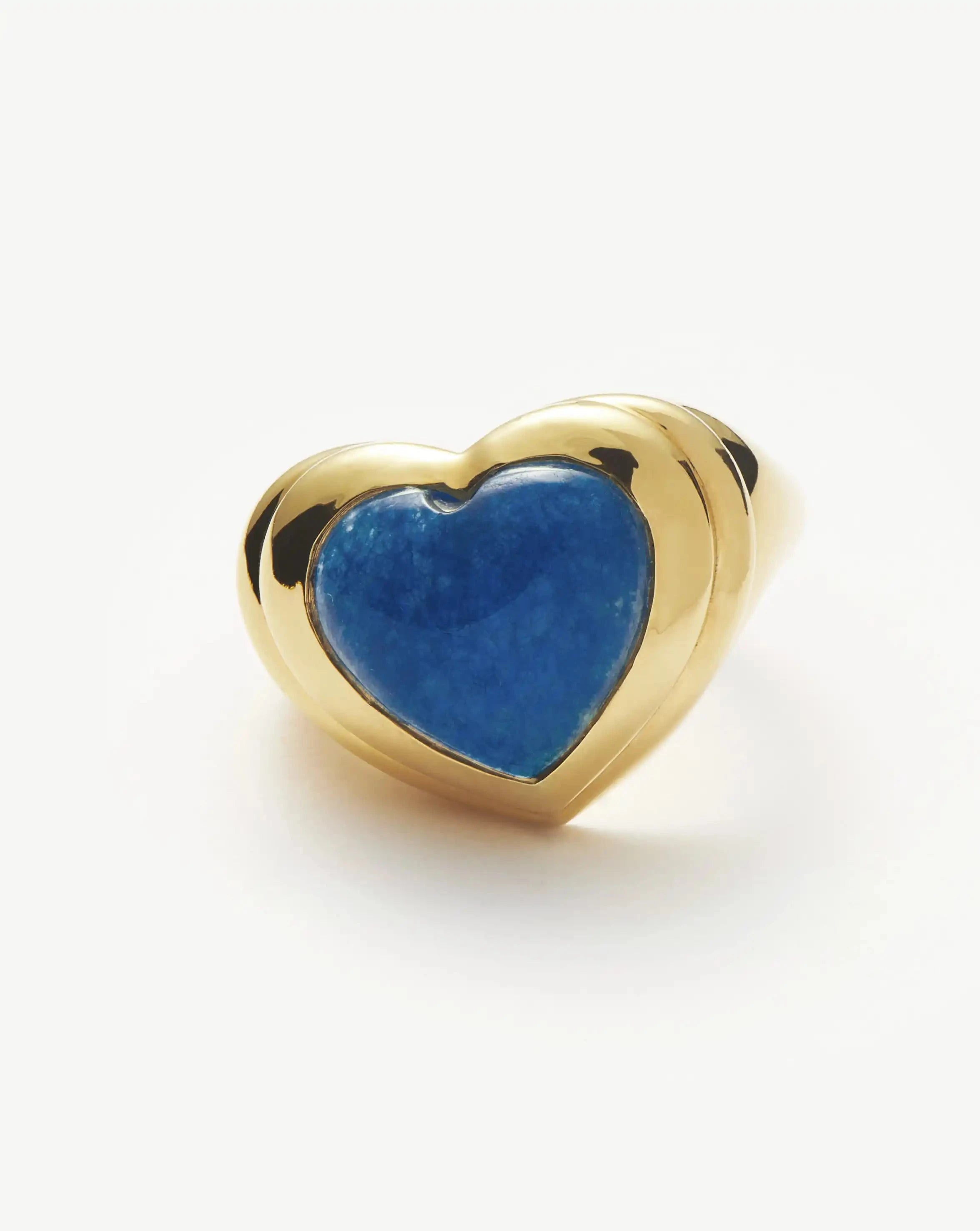 18k Gold Plated Blue Quartz Jelly Heart Gemstone Ring for Women - Elegant Fashion Jewelry Gift for Valentine's Day, Anniversary & Special Occasions