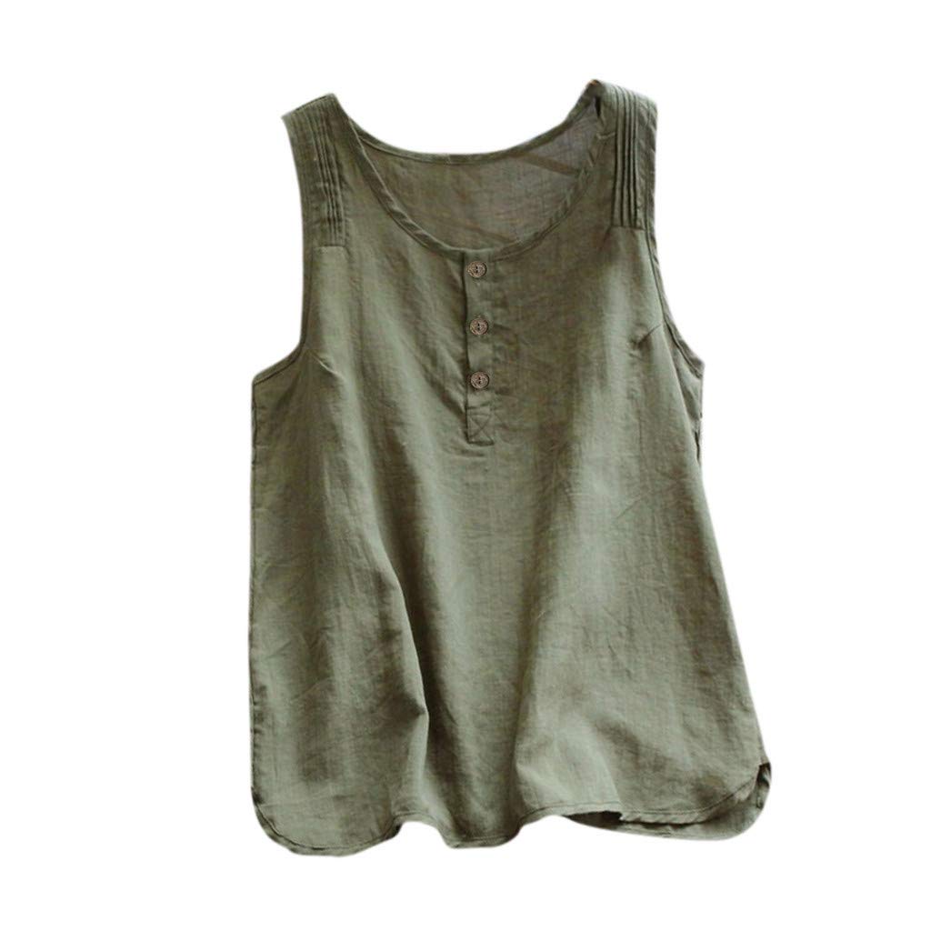 Plus Size Women's Linen Tops - Vintage Sleeveless Loose Blouse & Casual Tee for Summer | Perfect for Beach Outings, Vacation Wear & Boho Fashion