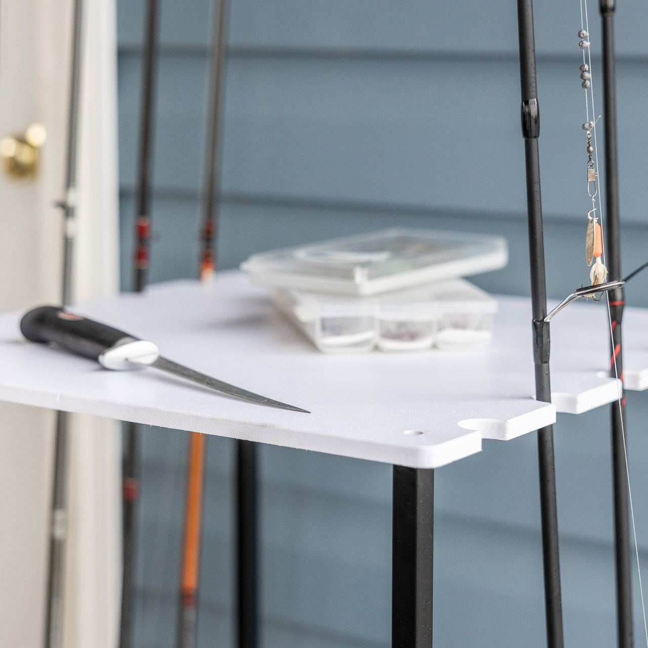 Heavy Duty Tarpin Fishing Rod Holder Stand - Holds Up to 10 Fishing Rods for Secure Storage | Perfect for Boat, Dock, Garage, and Outdoor Fishing Gear Organization