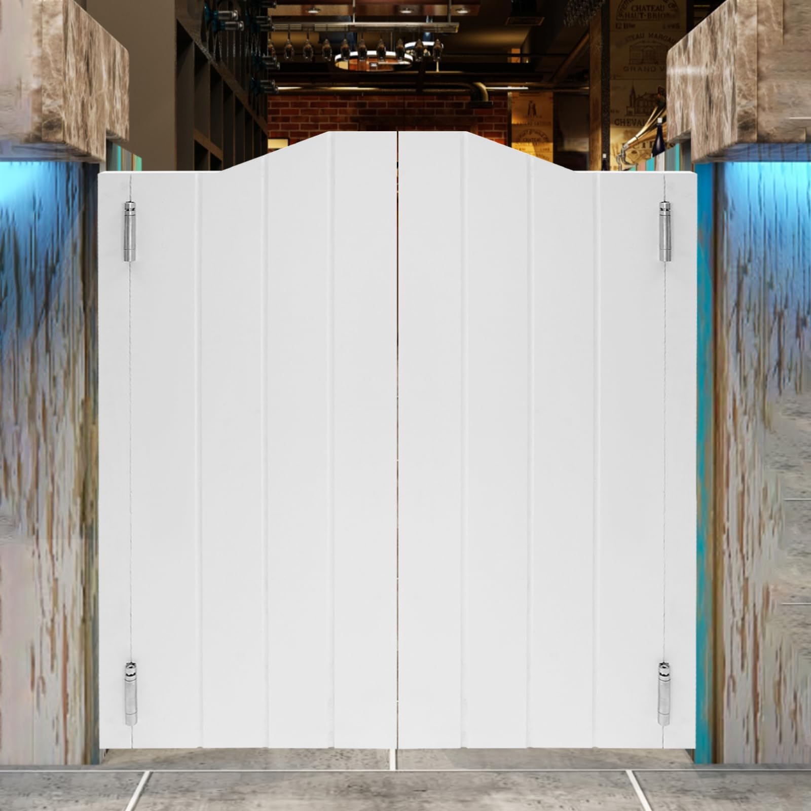 36in Auto Close Swinging Cafe Doors - Arched Top Double Doors with Hinges for Club, Bar, Restaurant - Modern Two-Way Partition Door for Porch Entrance (36 x 42 inches) - Perfect for Commercial Spaces, Home Kitchens & Office Dividers