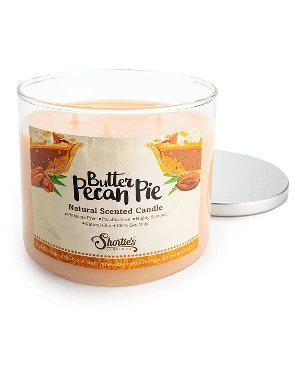 Butter Pecan Pie Scented Soy Candle - 3 Wick Natural Essential Oil Candle, 100% Soy Wax, Phthalate & Paraben Free, Clean Burning, 14.5 Oz - Perfect for Home, Office, Relaxation & Holiday Gifts