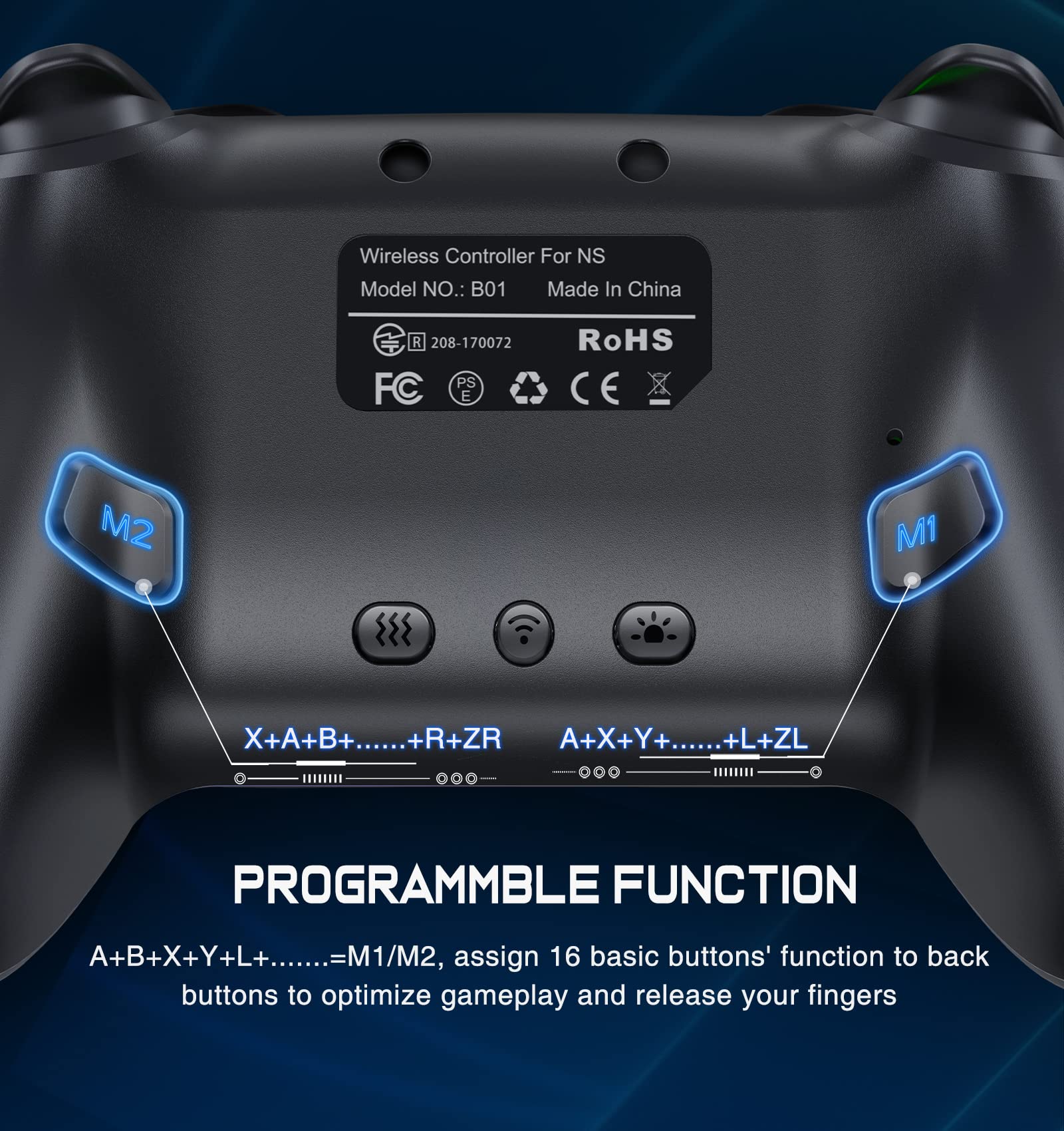 Wireless Switch Controller Compatible with Nintendo Switch, Switch Lite & OLED - RGB Lighting, Programmable, Turbo & Wake-Up Function for iOS, Android & PC - Perfect for Gaming, Streaming & Multiplayer Sessions