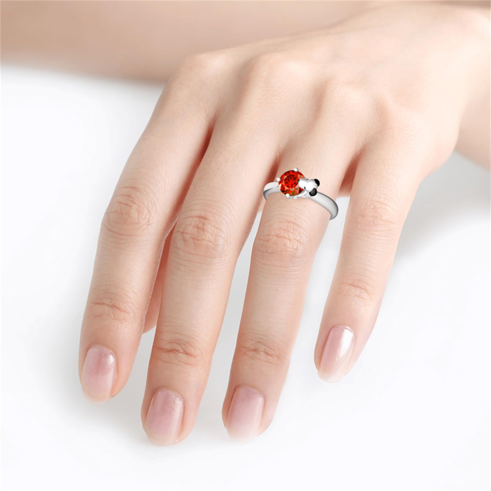 Jeulia Sterling Silver Round Cut Puppy Ring - 'Hug Me Live in The Present' Engraved Women's Jewelry for Wife, Girlfriend - Perfect for Engagement, Wedding, Anniversary, Christmas & Birthday Gifts (Includes Jewelry Box) | Ideal for Romantic Occasions, Daily Wear & Special Celebrations