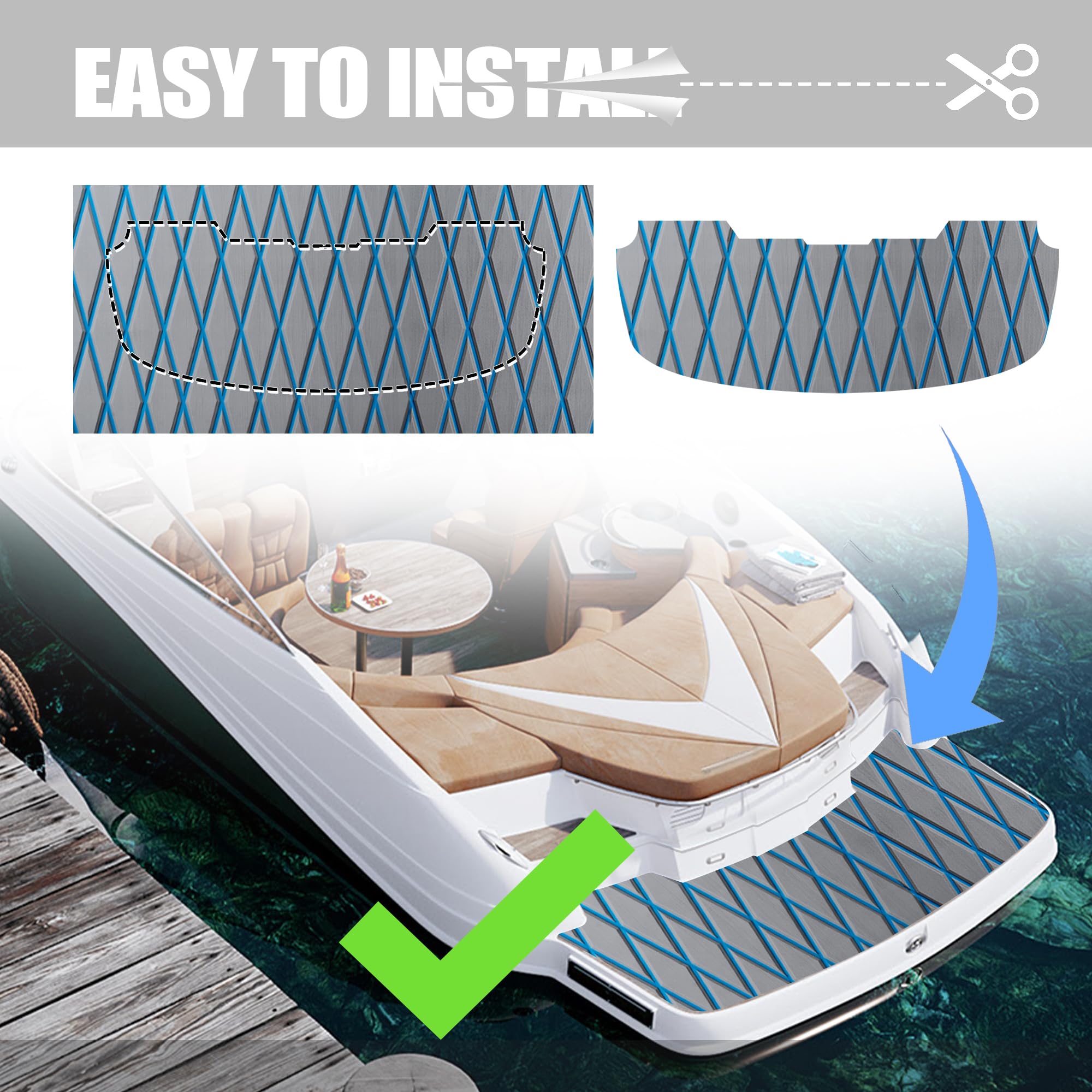 Premium EVA Foam Boat Flooring - Non-Slip Marine Decking Mat with Self-Adhesive Backing - Waterproof Boat Floor Covering for Yachts, Motorboats, Kayaks & RVs - Ideal for Wet Deck Protection & Comfort Underfoot