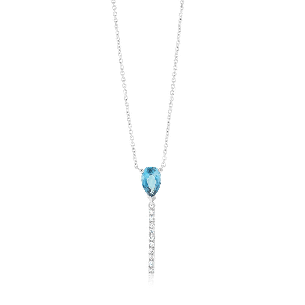 9ct White Gold 0.48Ct Blue Topaz & 10 Diamond Engagement Ring - Perfect for Proposals, Anniversaries & Special Occasions