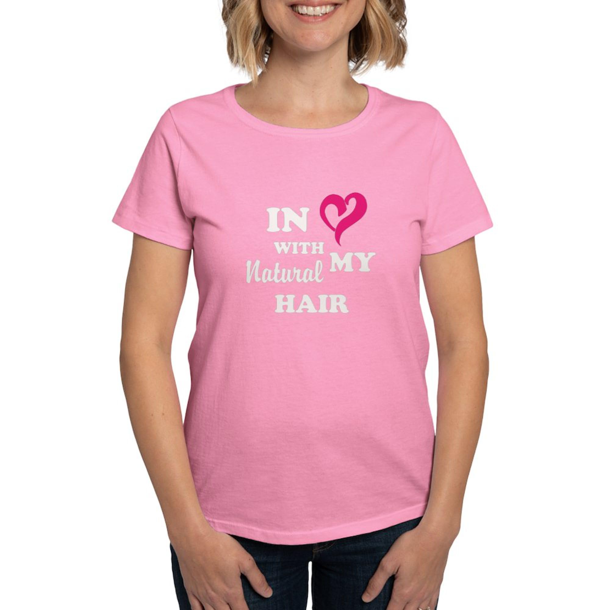 Women's Cotton Dark T-Shirt - 'In Love With My Natural Hair' Graphic Tee | Comfortable Casual Wear for Everyday & Natural Hair Pride Events
